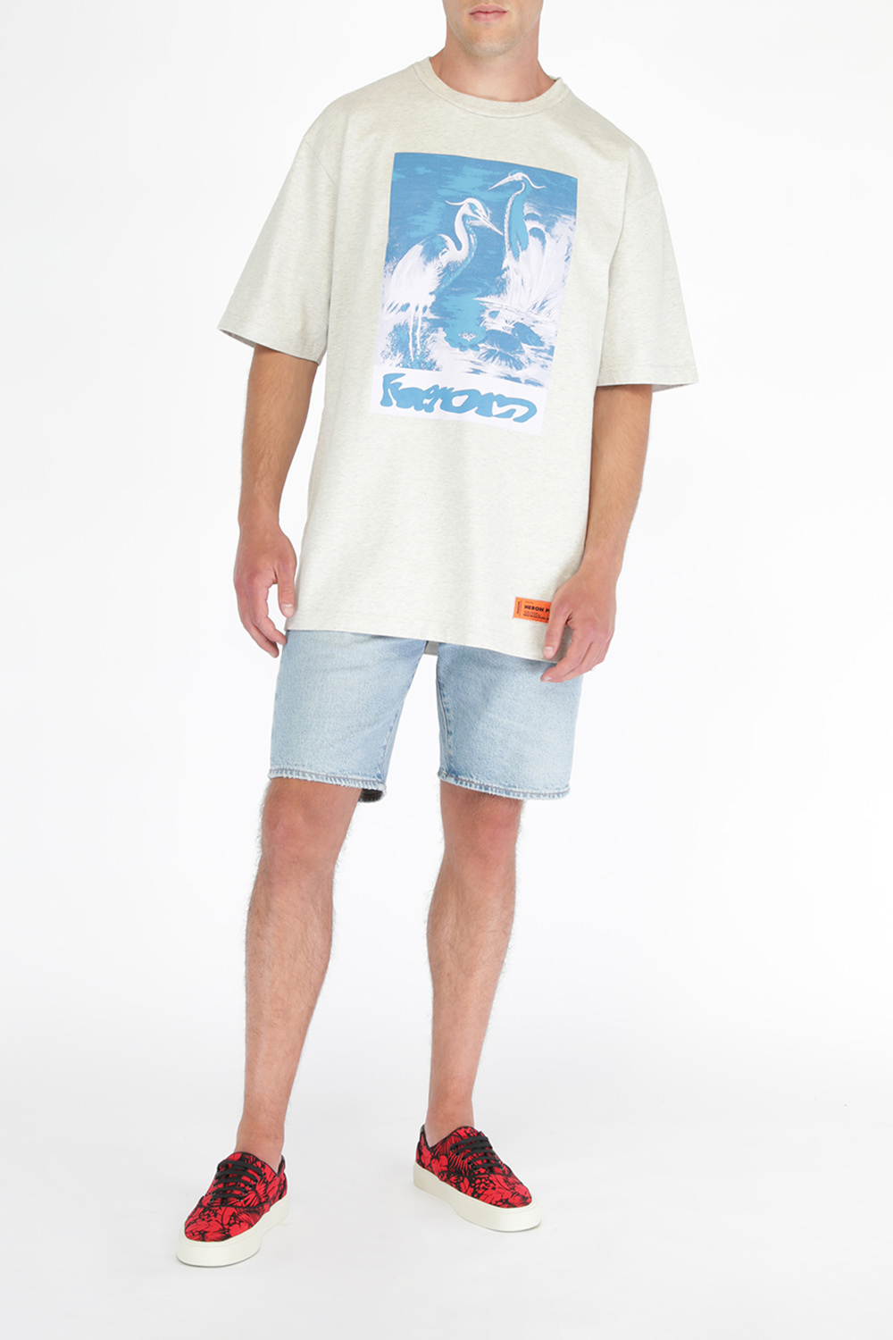 Heron Logo Over Tee in Grey